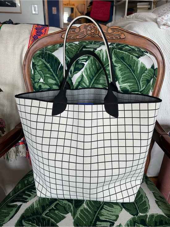 Rothy's Handbags - Rothy's White Grid Tote with Black Trim
